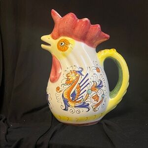 Boston Warehouse 1994 Majolica style Rooster Ceramic Jug